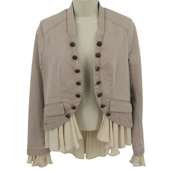Free People Jackets & Blazers - Free People Women XS Romantic Ruffles Jacket Natural Beige OB 527371 Pockets